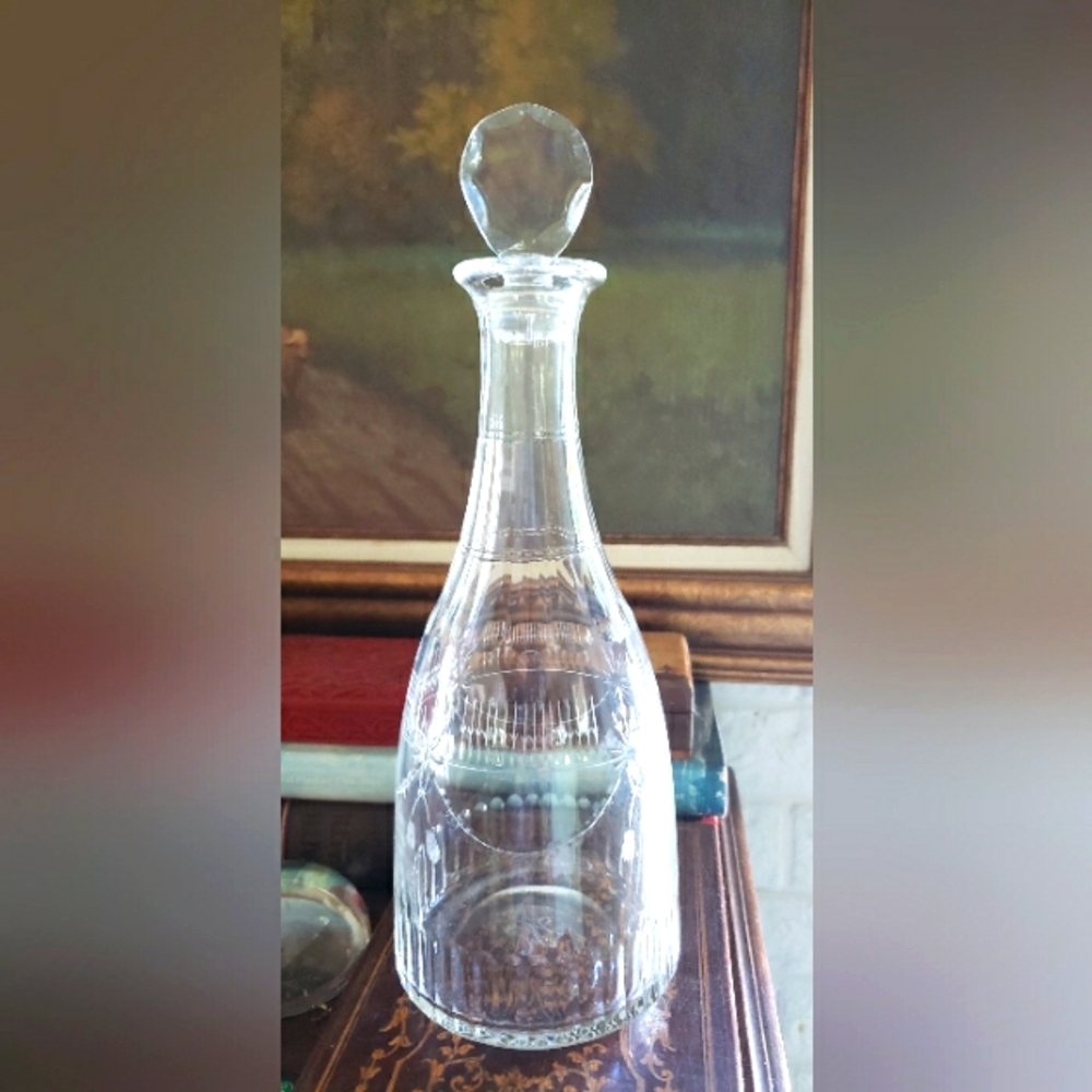 Vintage Crystal Decanter, Signed WM, Used